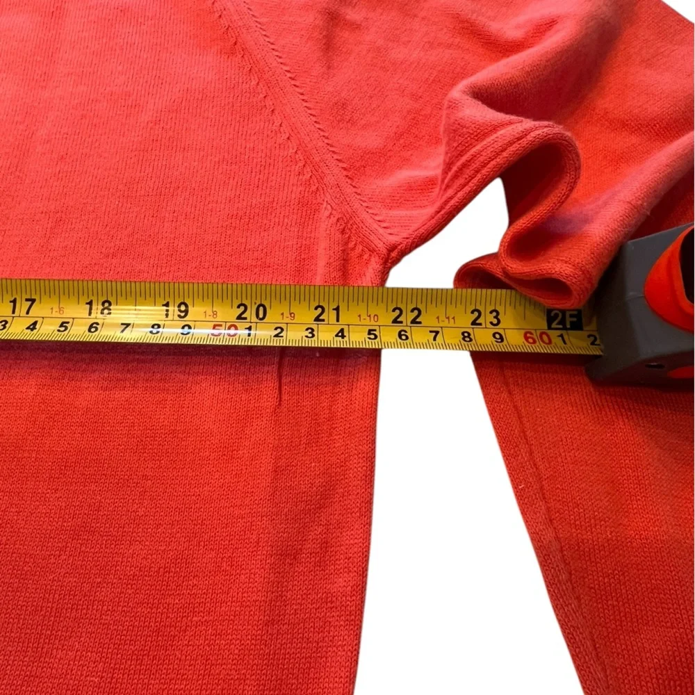 Zegna Polo Long Sleeve Collared Orange 1/4 zip Sweater 100% cotton VTG  Unisex - Picture 5 of 6